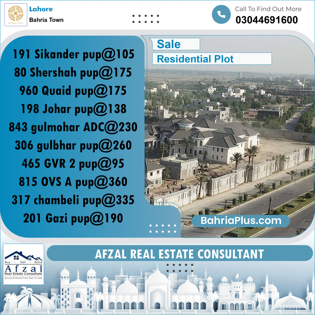 Residential Plot for Sale in Bahria Town, Lahore - (BP-298478)