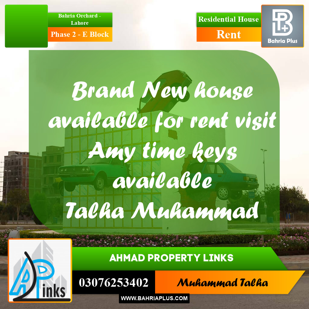 5 Marla Residential House for Rent in Phase 2 - E Block -  Bahria Orchard, Lahore - (BP-298480)