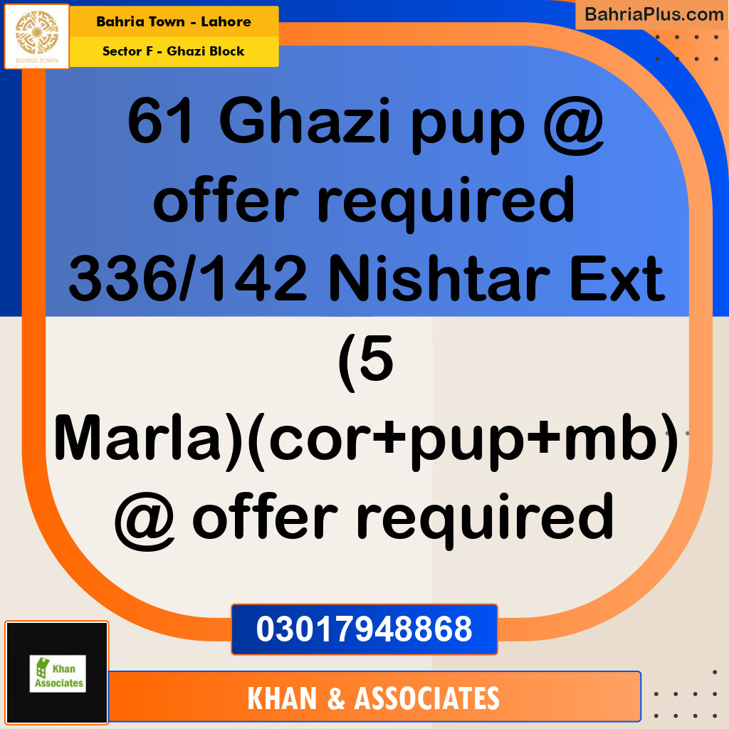 10 Marla Residential Plot for Sale in Sector F - Ghazi Block -  Bahria Town, Lahore - (BP-298517)