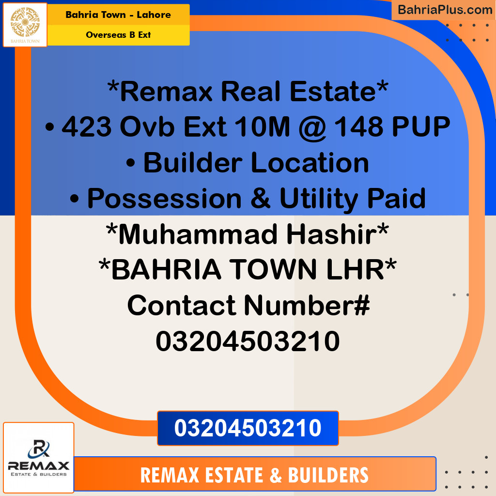 10 Marla Residential Plot for Sale in Overseas B Ext -  Bahria Town, Lahore - (BP-298573)