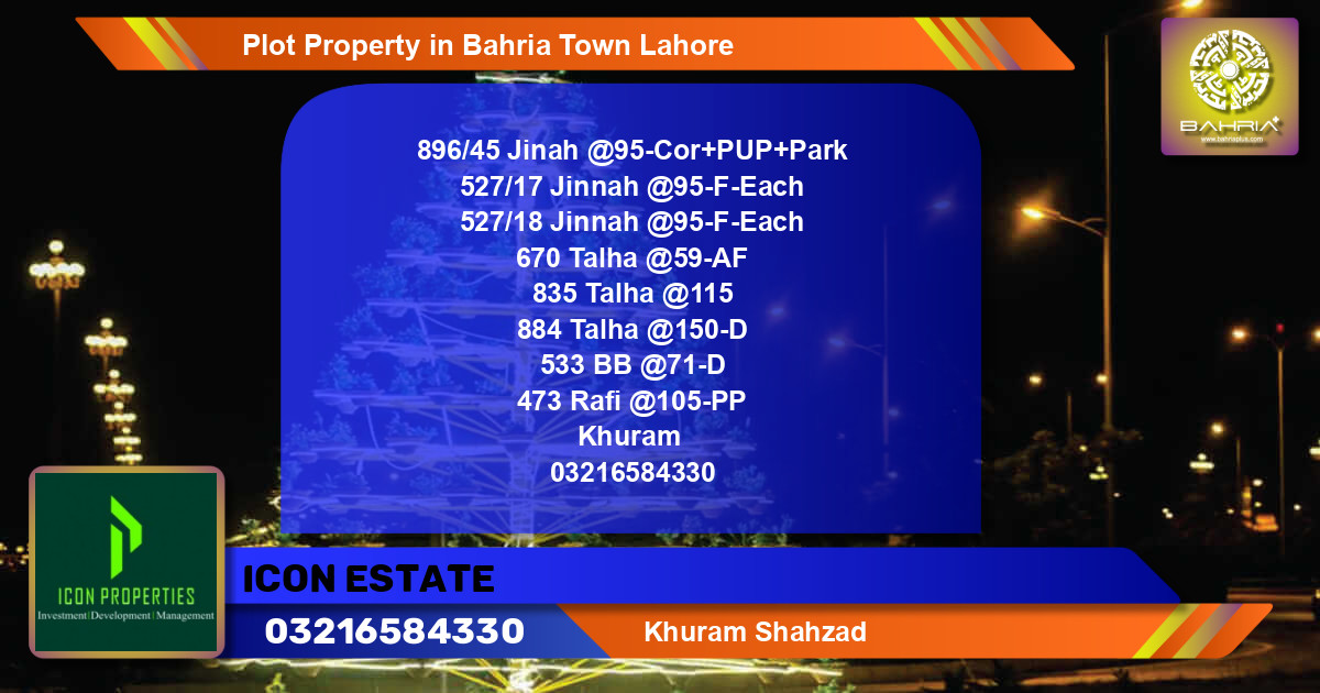 Residential Plot for Sale in Bahria Town, Lahore - (BP-29859)