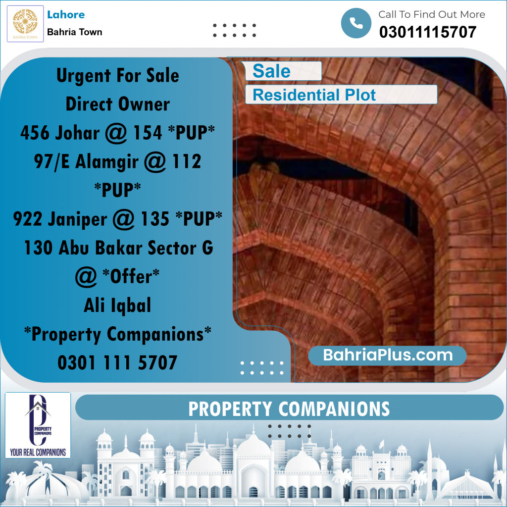 Residential Plot for Sale in Bahria Town, Lahore - (BP-298614)