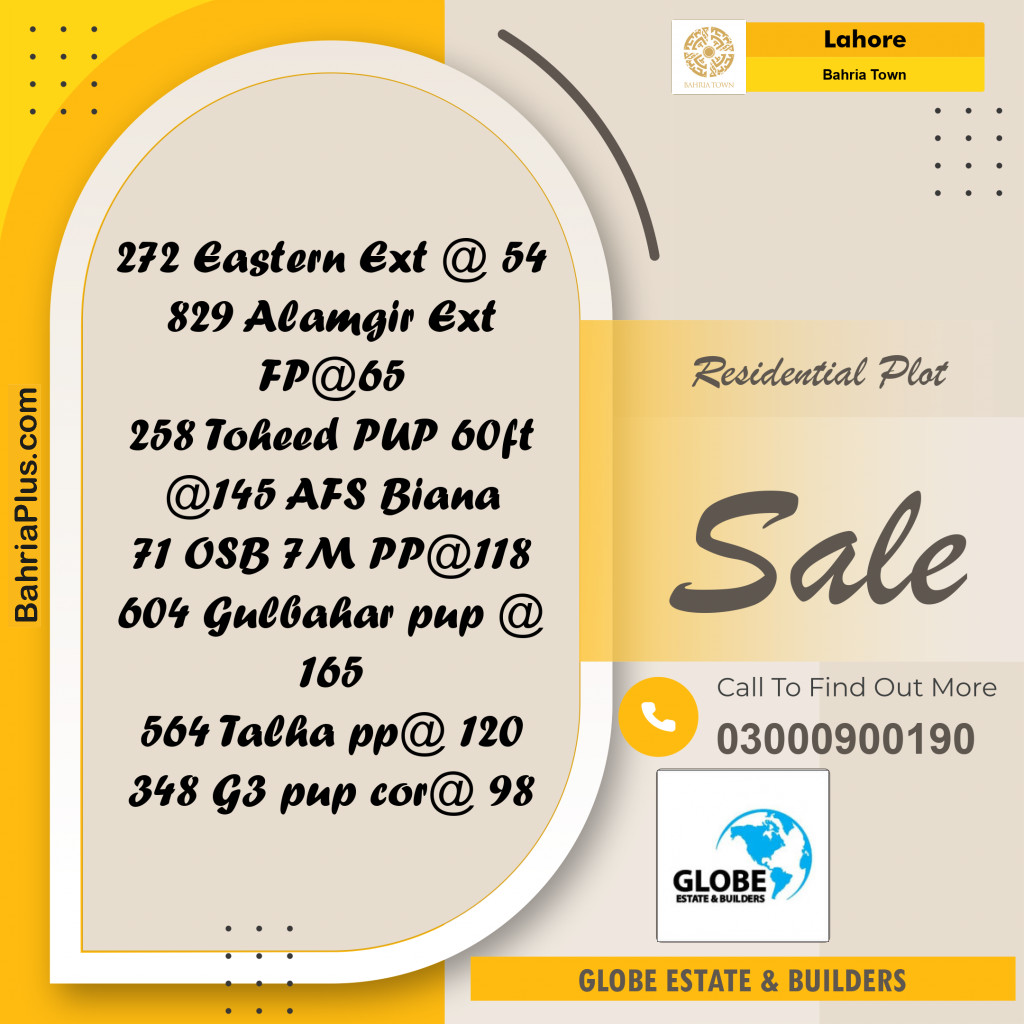 Residential Plot for Sale in Bahria Town, Lahore - (BP-298627)