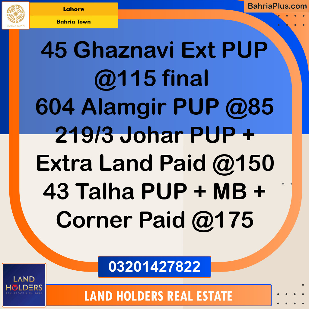 Residential Plot for Sale in Bahria Town, Lahore - (BP-298652)