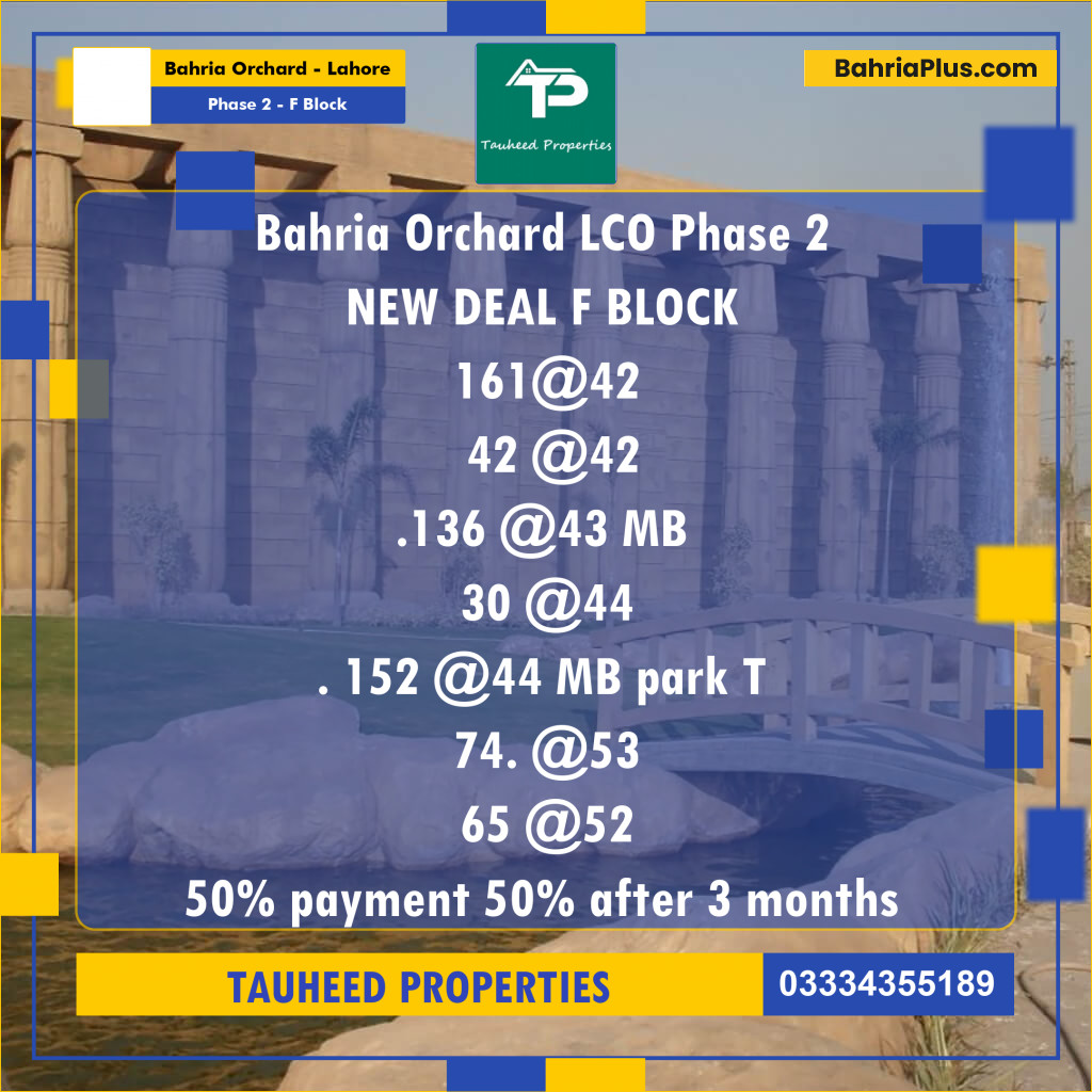 5 Marla Residential Plot for Sale in Phase 2 - F Block -  Bahria Orchard, Lahore - (BP-298656)