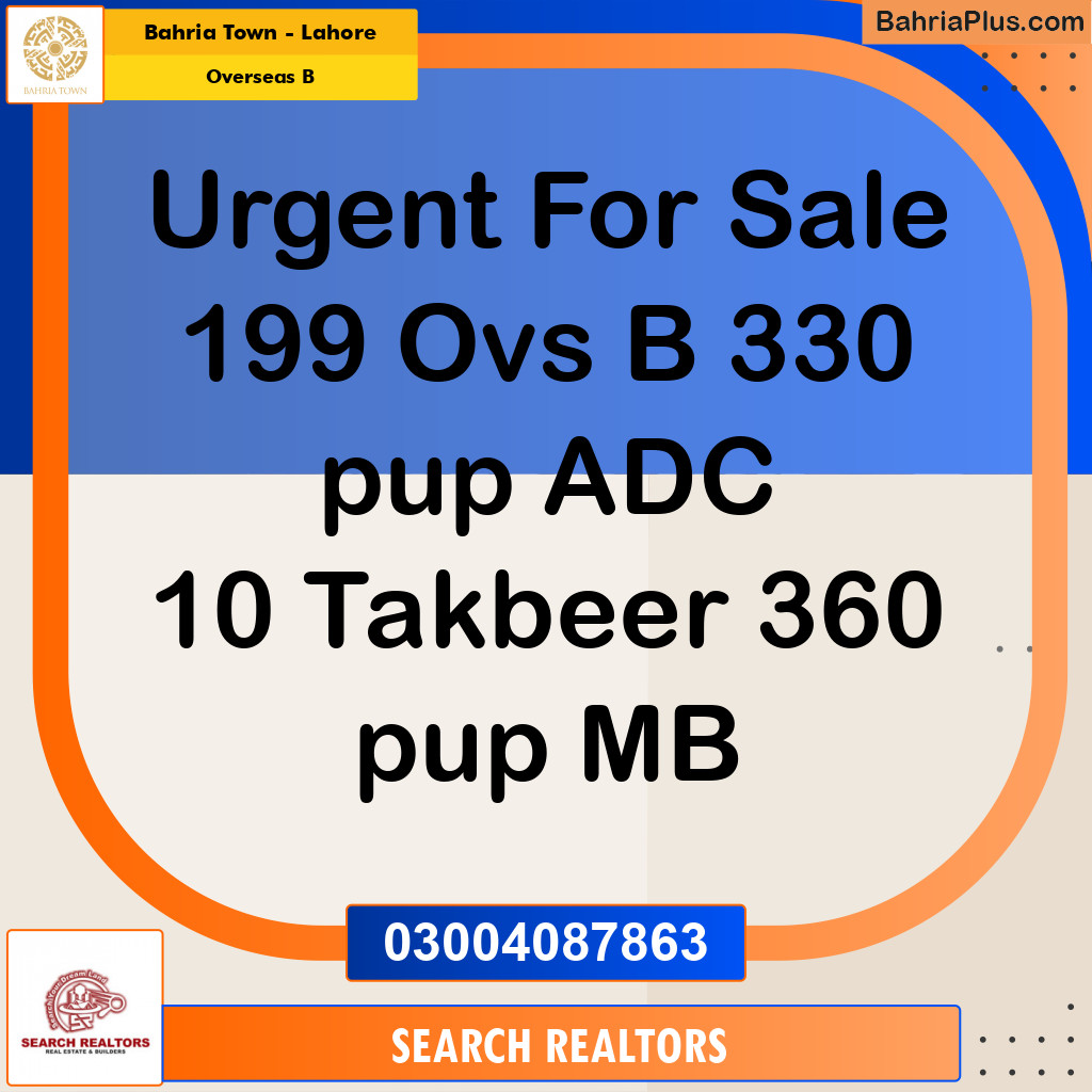 1 Marla Residential Plot for Sale in Overseas B -  Bahria Town, Lahore - (BP-298657)