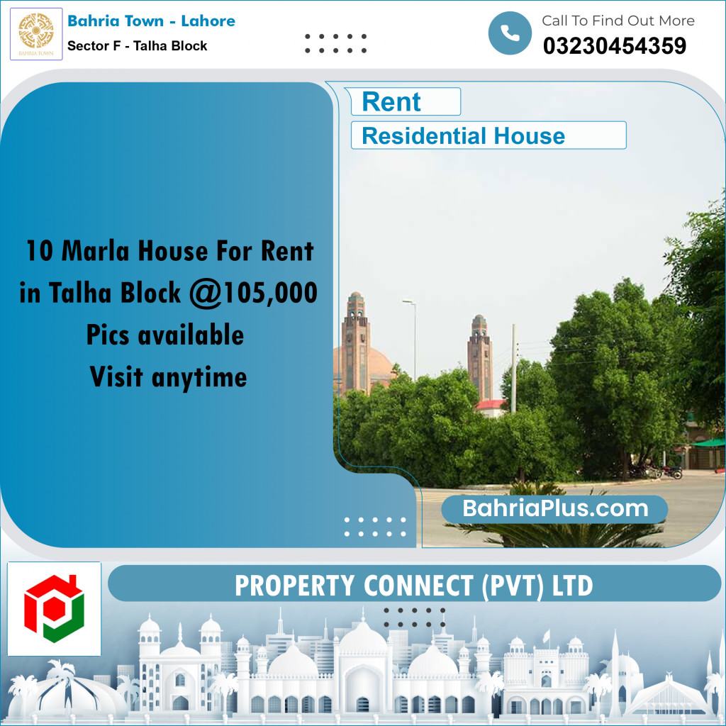 10 Marla Residential House for Rent in Sector F - Talha Block -  Bahria Town, Lahore - (BP-298683)