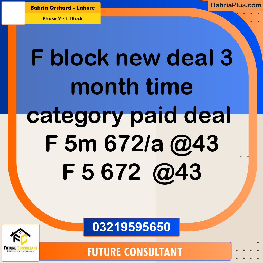 5 Marla Residential Plot for Sale in Phase 2 - F Block -  Bahria Orchard, Lahore - (BP-298811)