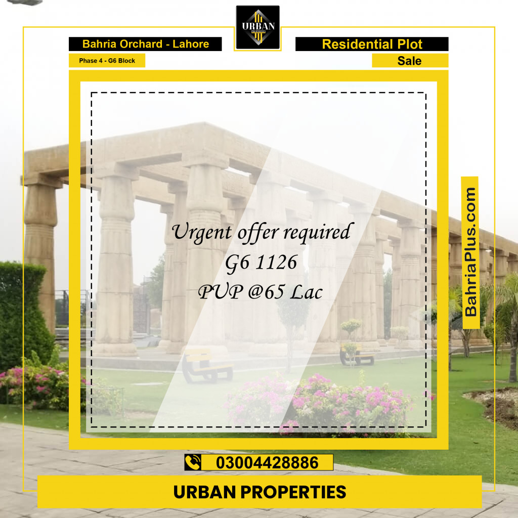 10 Marla Residential Plot for Sale in Phase 4 - G6 Block -  Bahria Orchard, Lahore - (BP-298830)