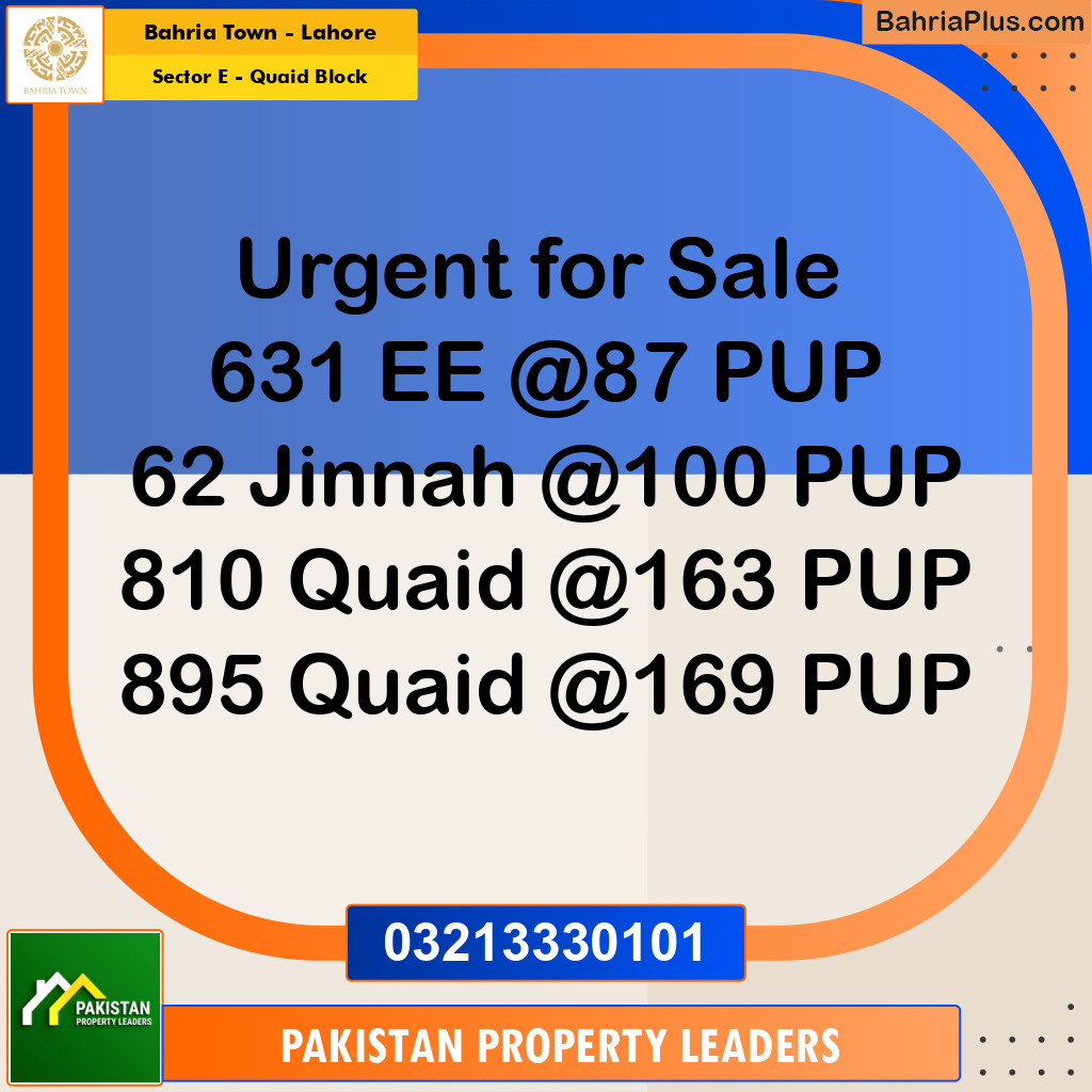 10 Marla Residential Plot for Sale in Sector E - Quaid Block -  Bahria Town, Lahore - (BP-298834)