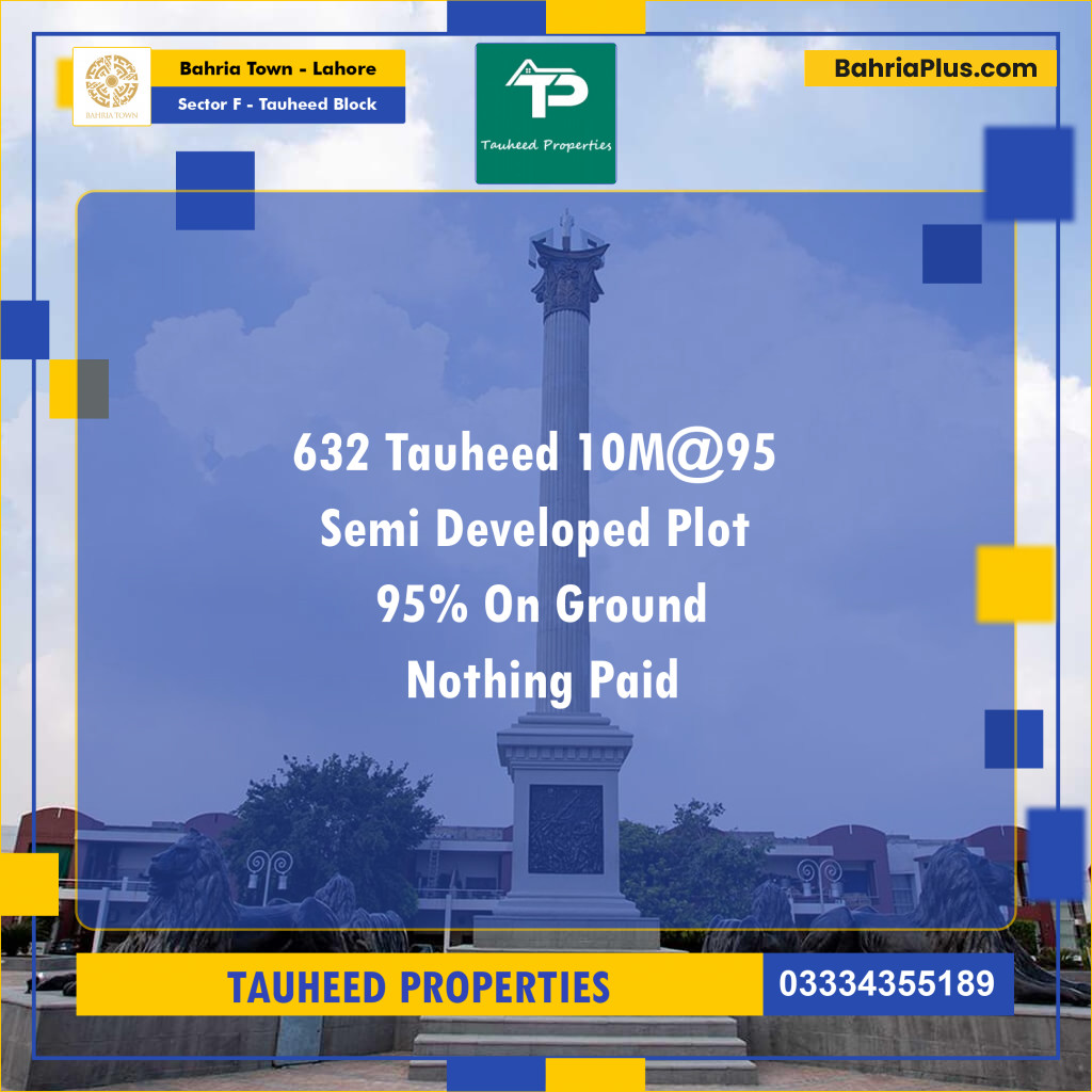 10 Marla Residential Plot for Sale in Sector F - Tauheed Block -  Bahria Town, Lahore - (BP-298840)