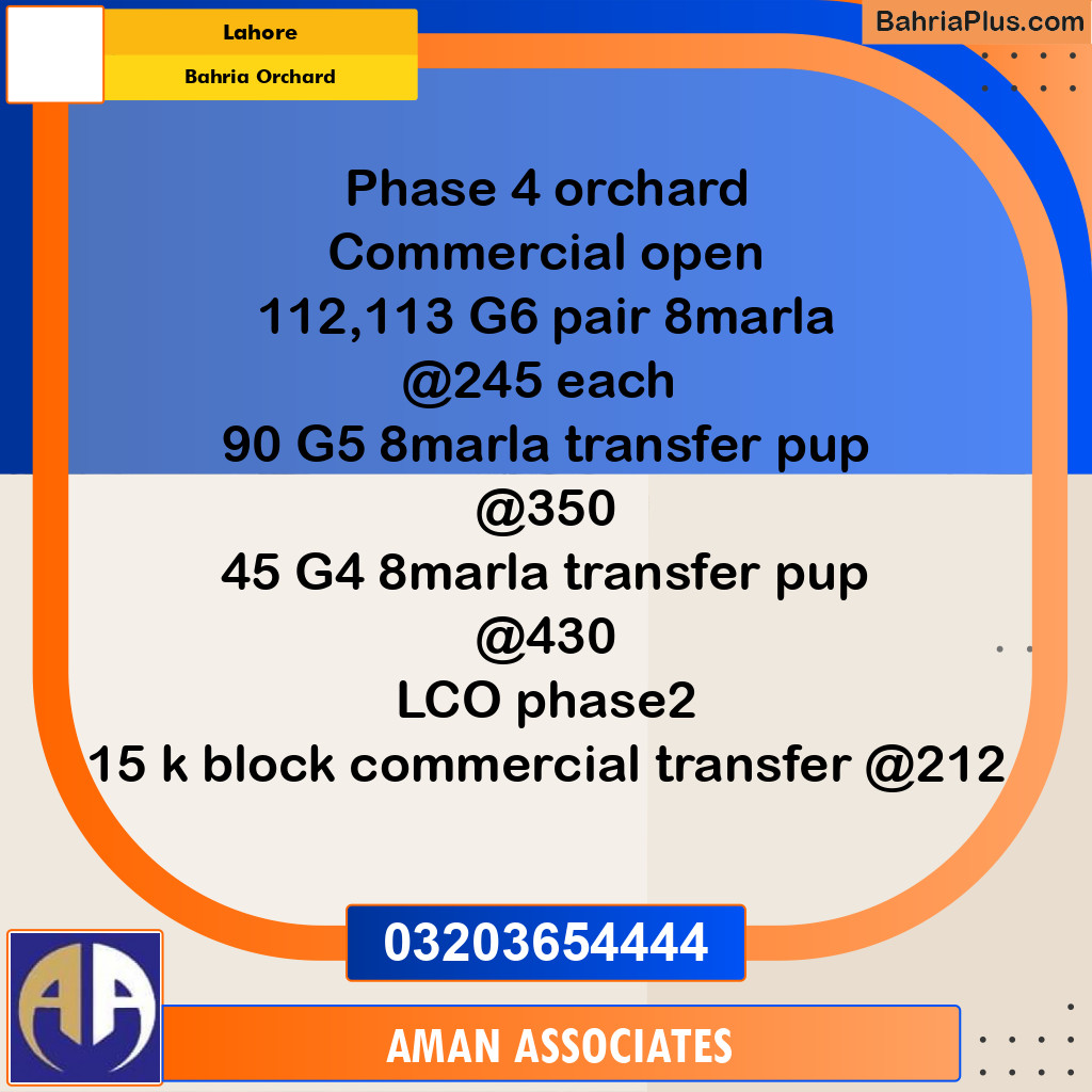 Commercial Plot for Sale in Bahria Orchard, Lahore - (BP-298901)