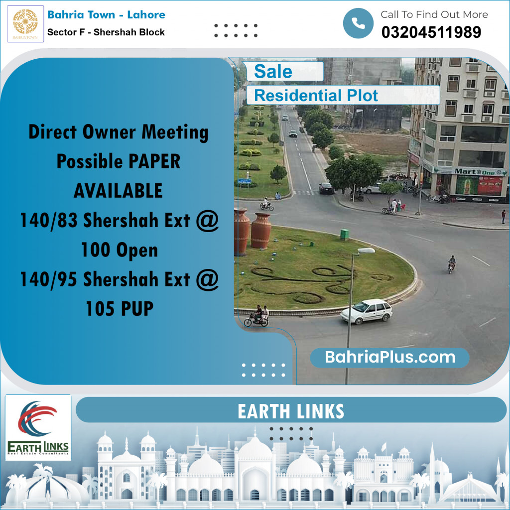 5 Marla Residential Plot for Sale in Sector F - Shershah Block -  Bahria Town, Lahore - (BP-298903)