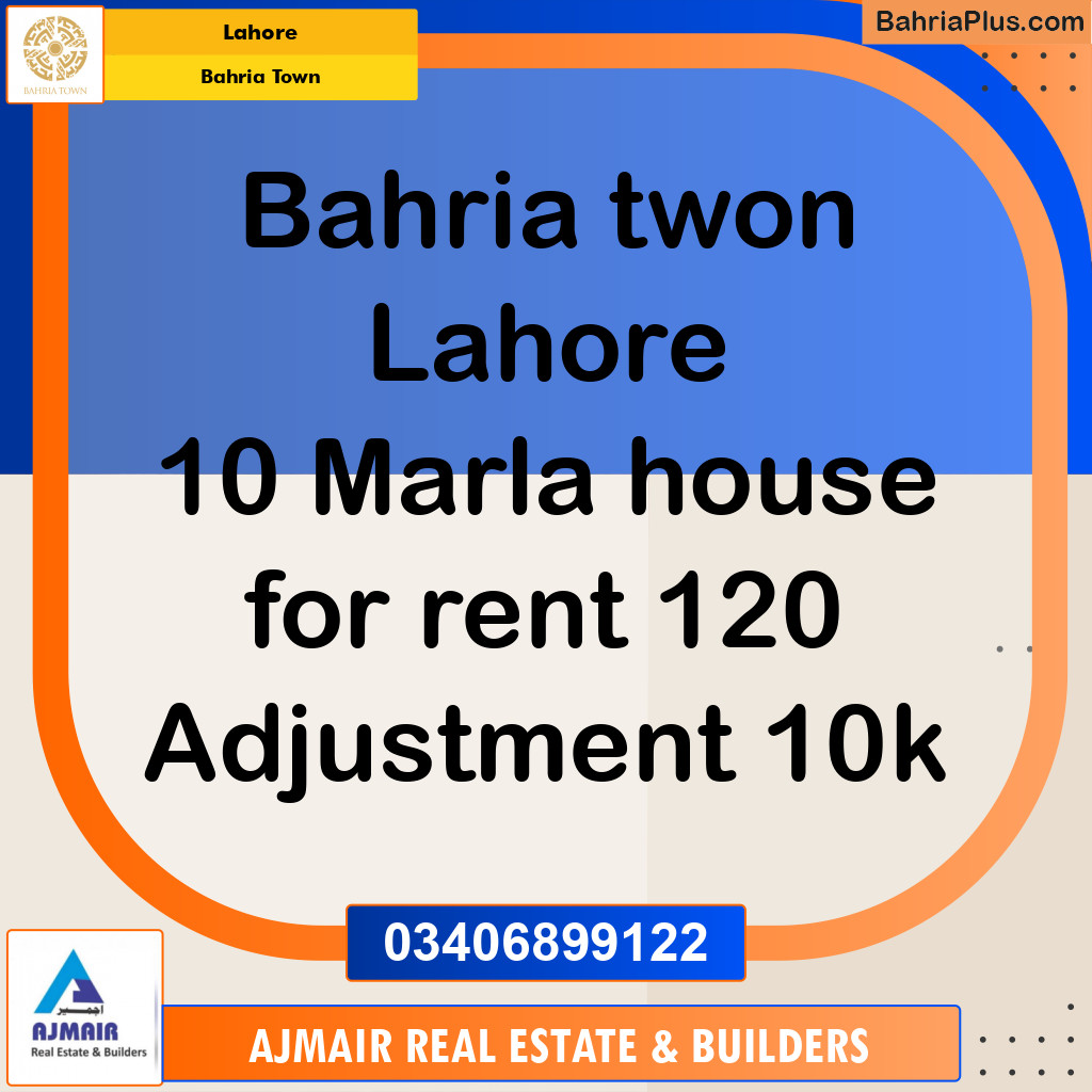 10 Marla Residential House for Rent in Bahria Town, Lahore - (BP-299007)