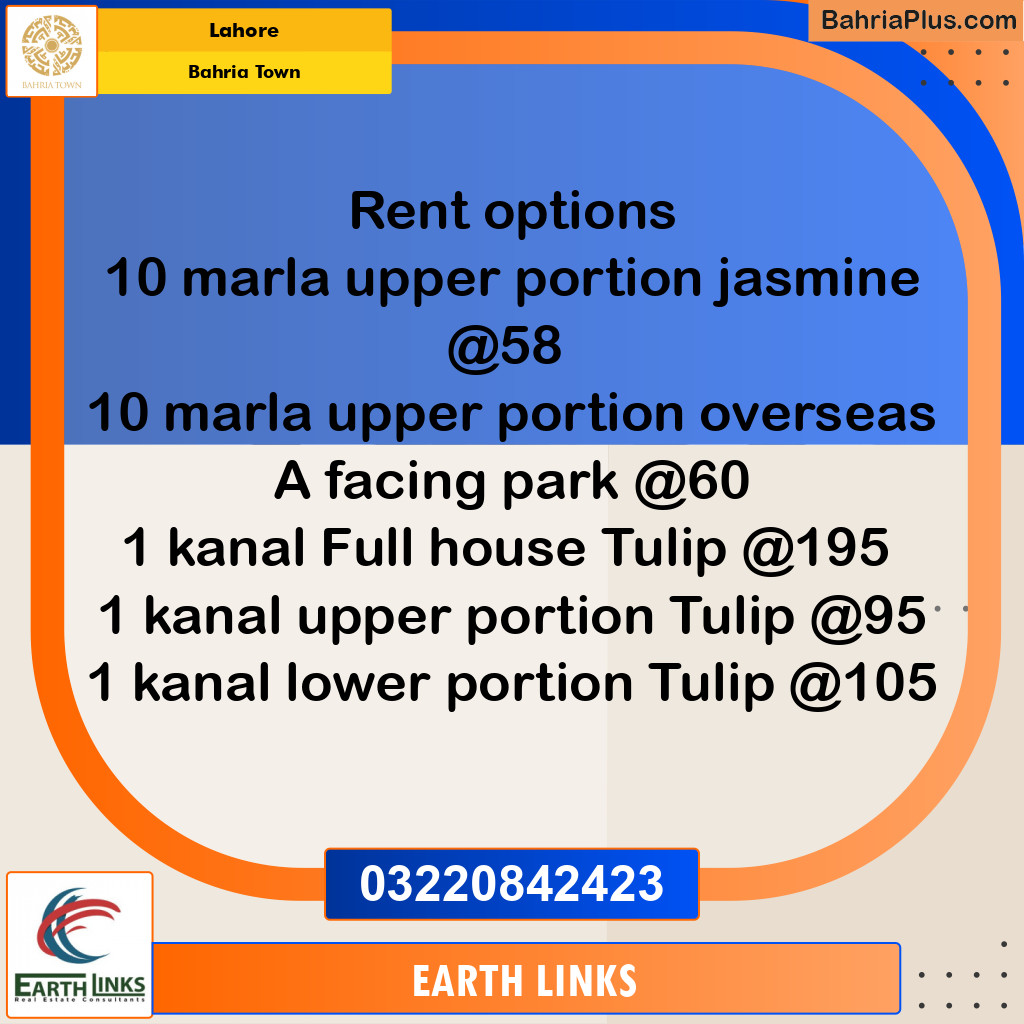 Residential House for Rent in Bahria Town, Lahore - (BP-299009)