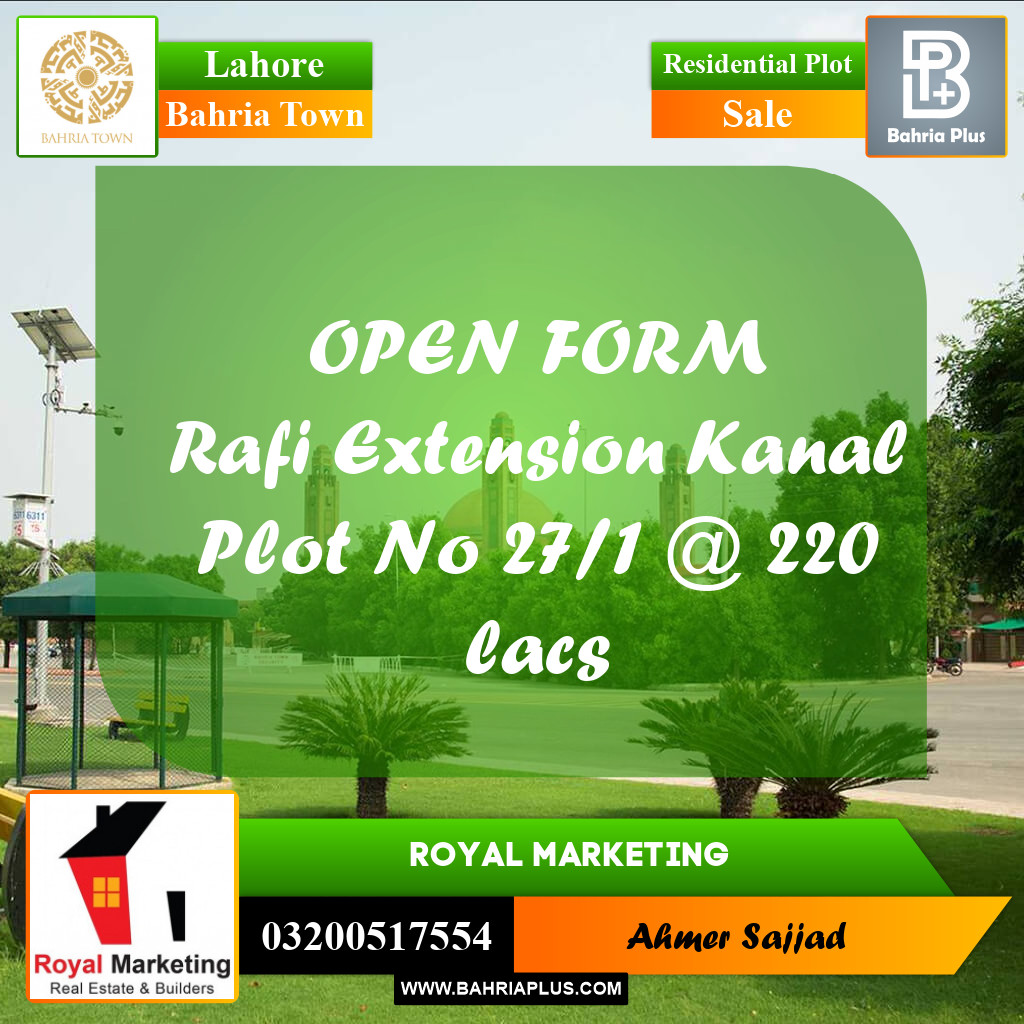 Residential Plot for Sale in Bahria Town, Lahore - (BP-299017)