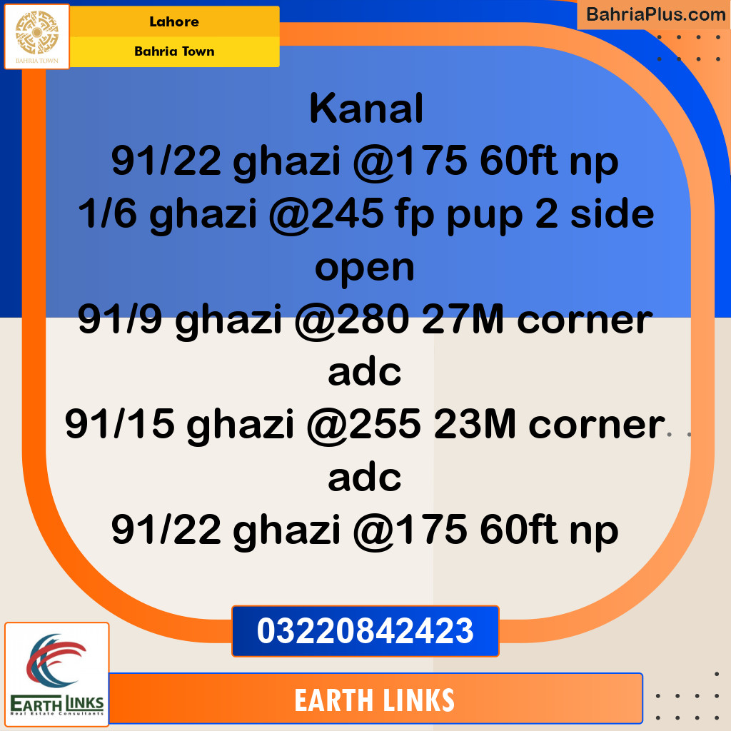 Residential Plot for Sale in Bahria Town, Lahore - (BP-299034)