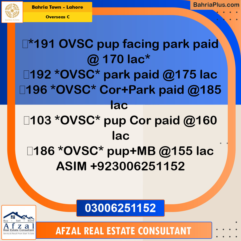 10 Marla Residential Plot for Sale in Overseas C -  Bahria Town, Lahore - (BP-299087)