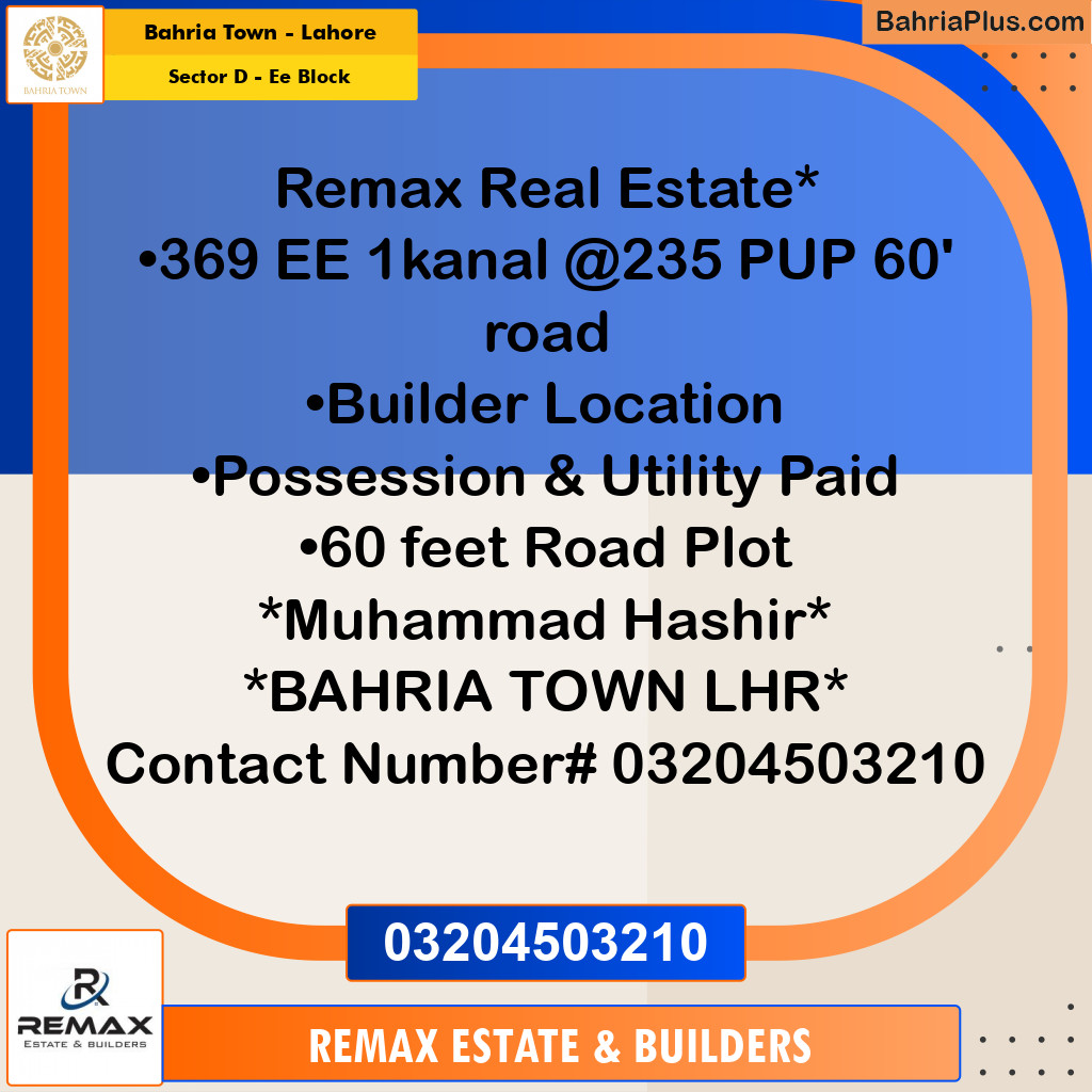 1 Kanal Residential Plot for Sale in Sector D - EE Block -  Bahria Town, Lahore - (BP-299093)