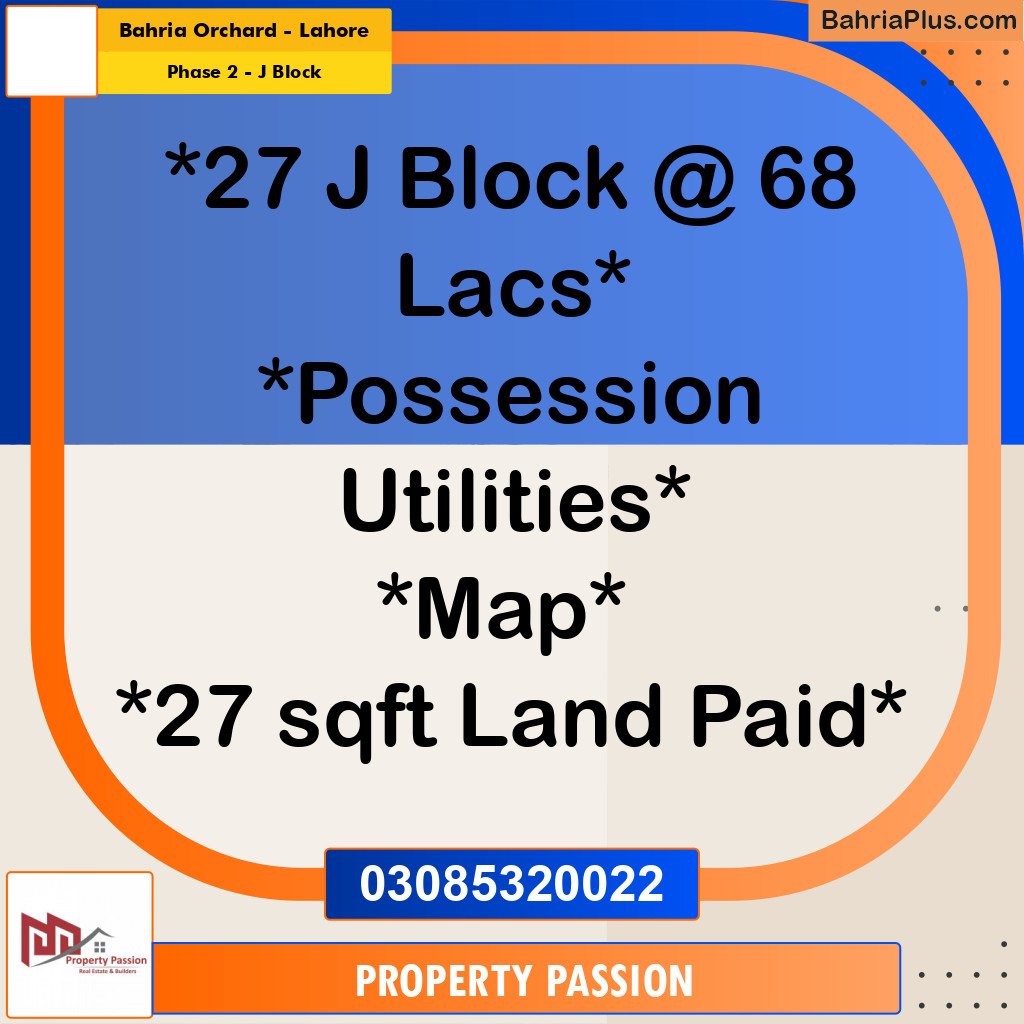 8 Marla Residential Plot for Sale in Phase 2 - J Block -  Bahria Orchard, Lahore - (BP-299165)