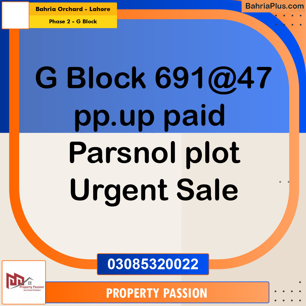 5 Marla Residential Plot for Sale in Phase 2 - G Block -  Bahria Orchard, Lahore - (BP-299166)