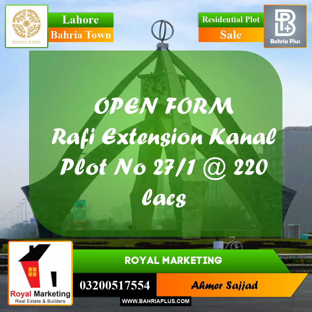 Residential Plot for Sale in Bahria Town, Lahore - (BP-299171)