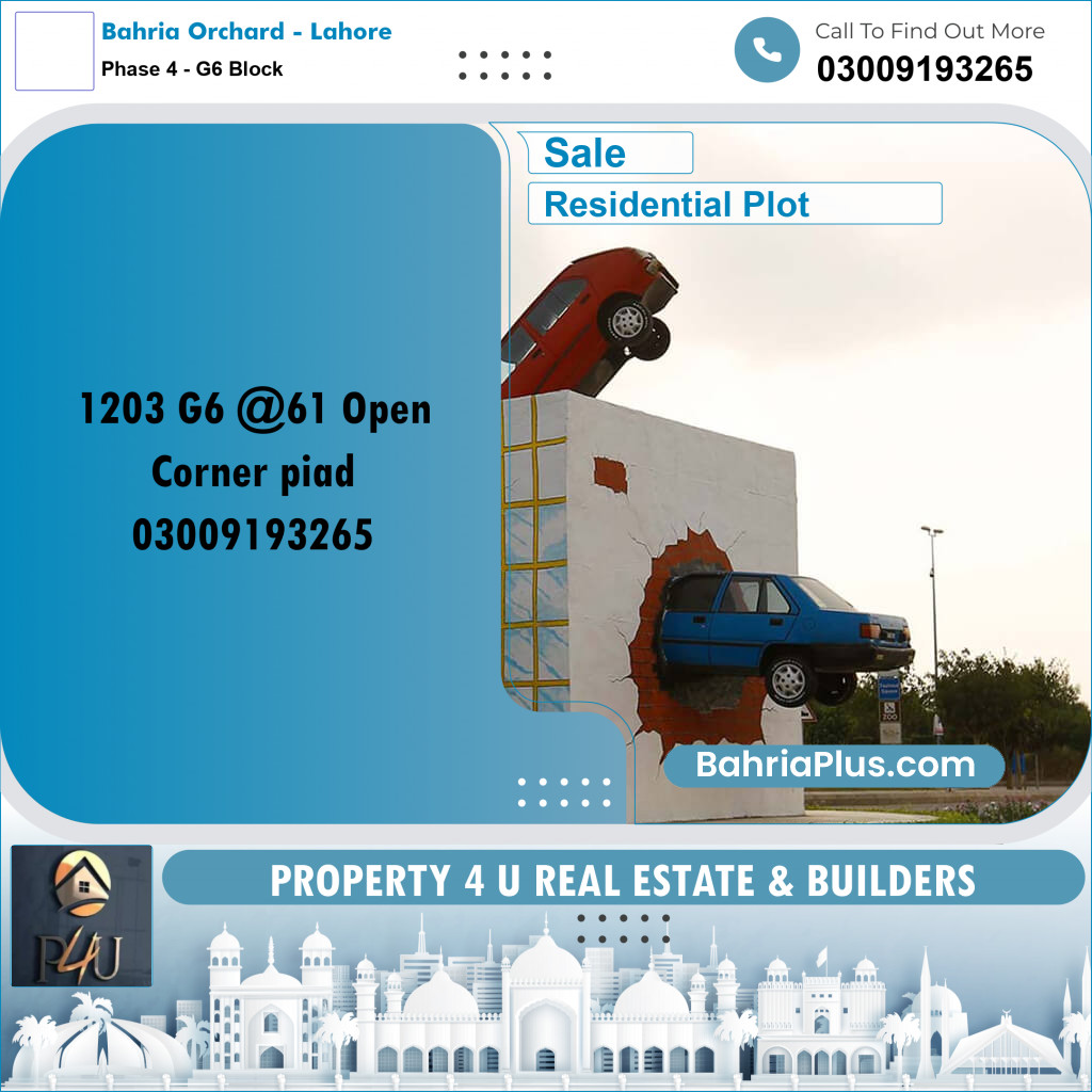 10 Marla Residential Plot for Sale in Phase 4 - G6 Block -  Bahria Orchard, Lahore - (BP-299188)