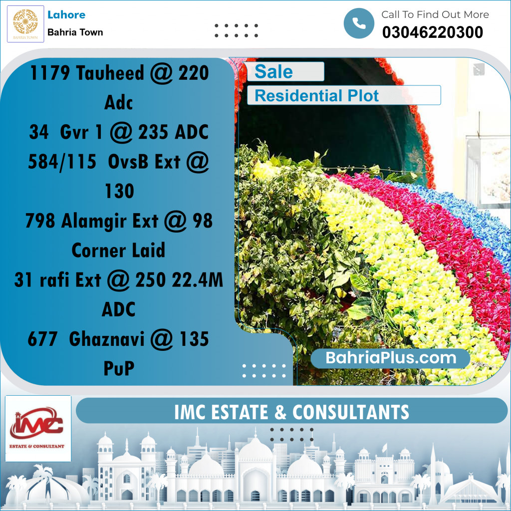 Residential Plot for Sale in Bahria Town, Lahore - (BP-299216)