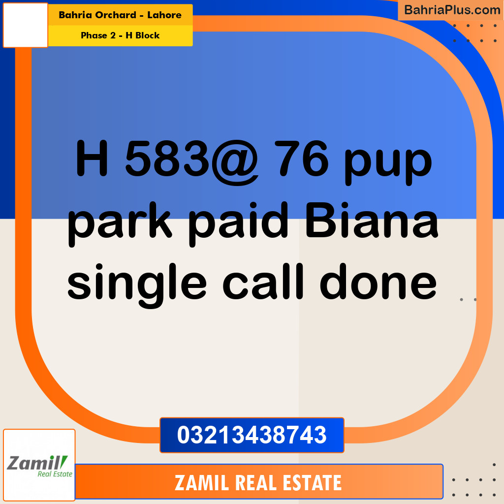 8 Marla Residential Plot for Sale in Phase 2 - H Block -  Bahria Orchard, Lahore - (BP-299220)