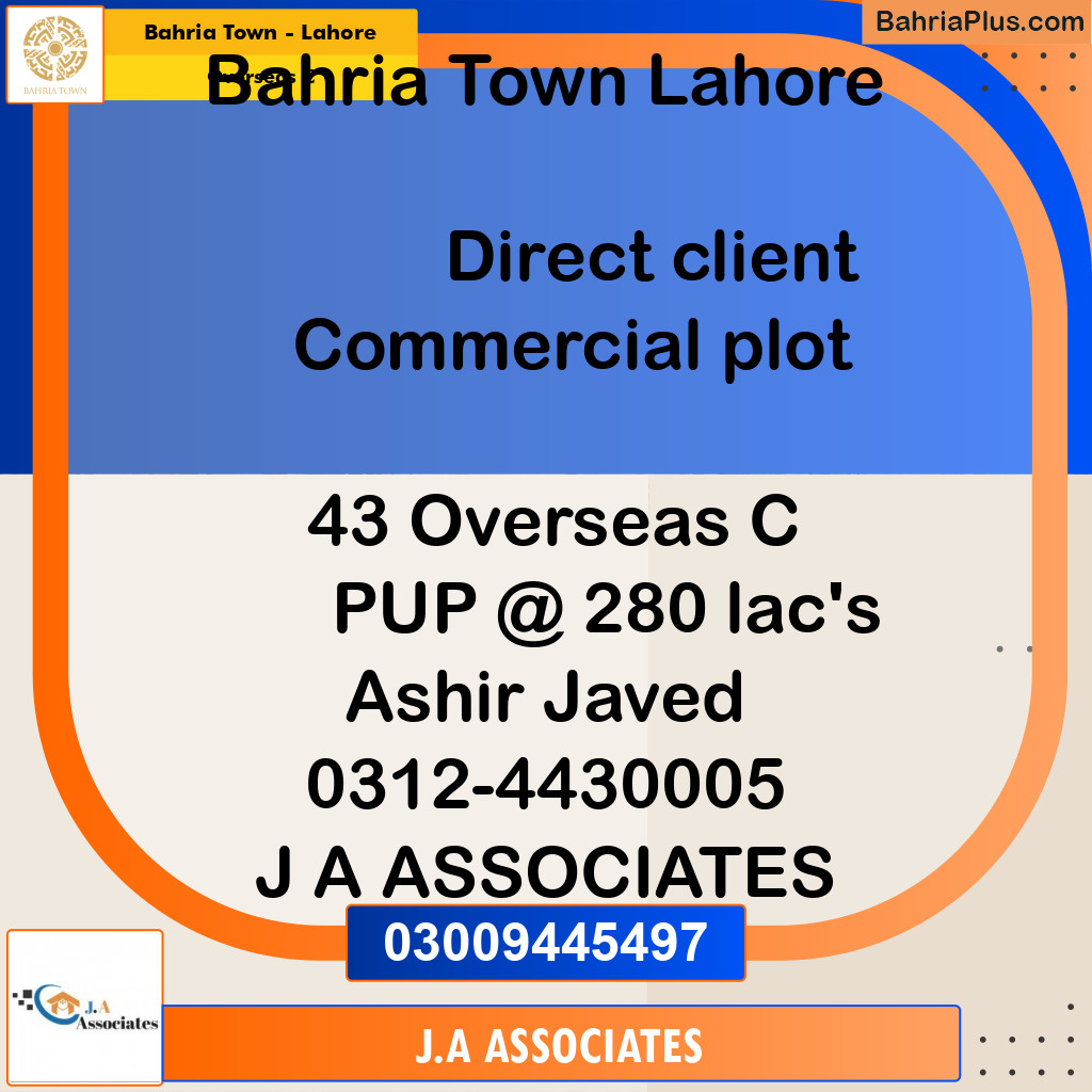 5 Marla Residential Plot for Sale in Overseas C -  Bahria Town, Lahore - (BP-299246)