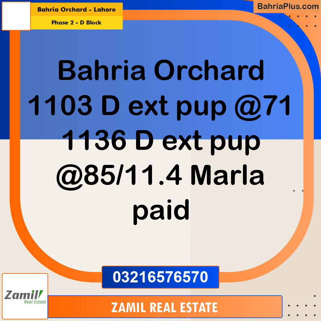 8 Marla Residential Plot for Sale in Phase 2 - D Block -  Bahria Orchard, Lahore - (BP-299259)