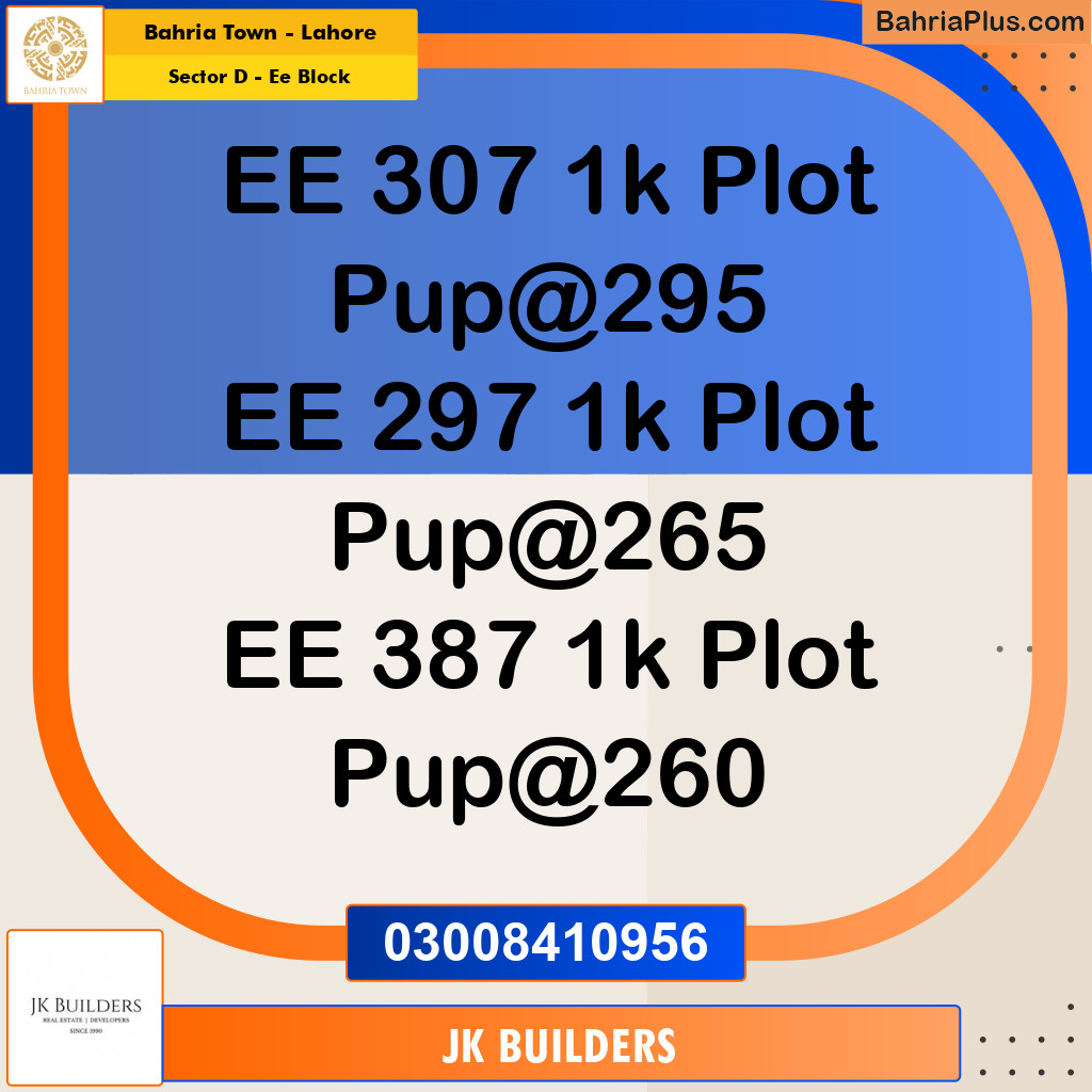 1 Kanal Residential Plot for Sale in Sector D - EE Block -  Bahria Town, Lahore - (BP-299260)