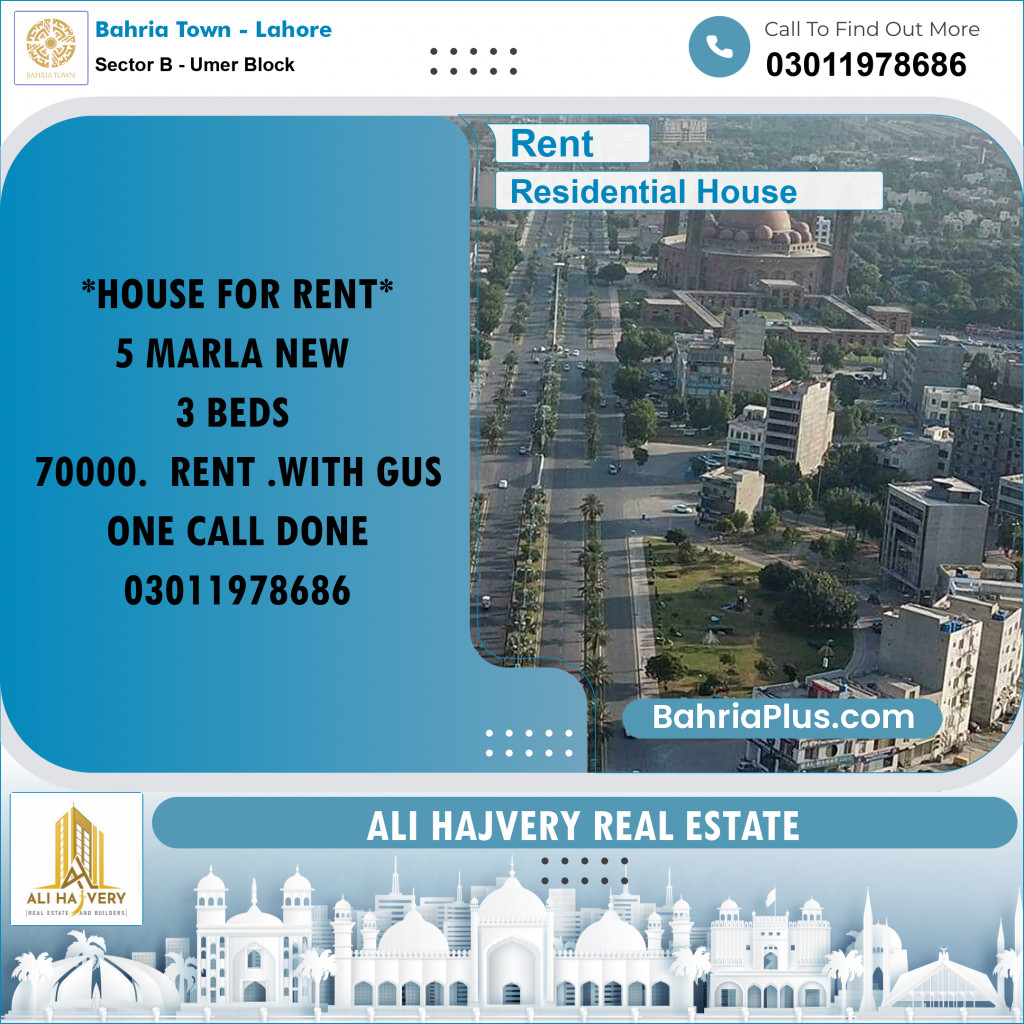 5 Marla Residential House for Rent in Sector B - Umer Block -  Bahria Town, Lahore - (BP-299283)