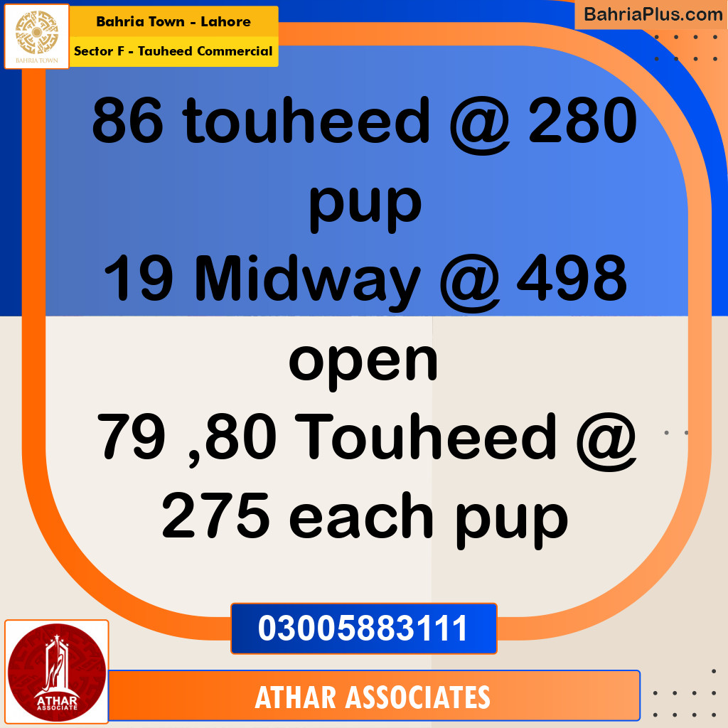 5 Marla Commercial Plot for Sale in Sector F - Tauheed Commercial -  Bahria Town, Lahore - (BP-299341)