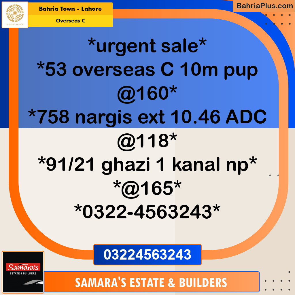10 Marla Residential Plot for Sale in Overseas C -  Bahria Town, Lahore - (BP-299347)
