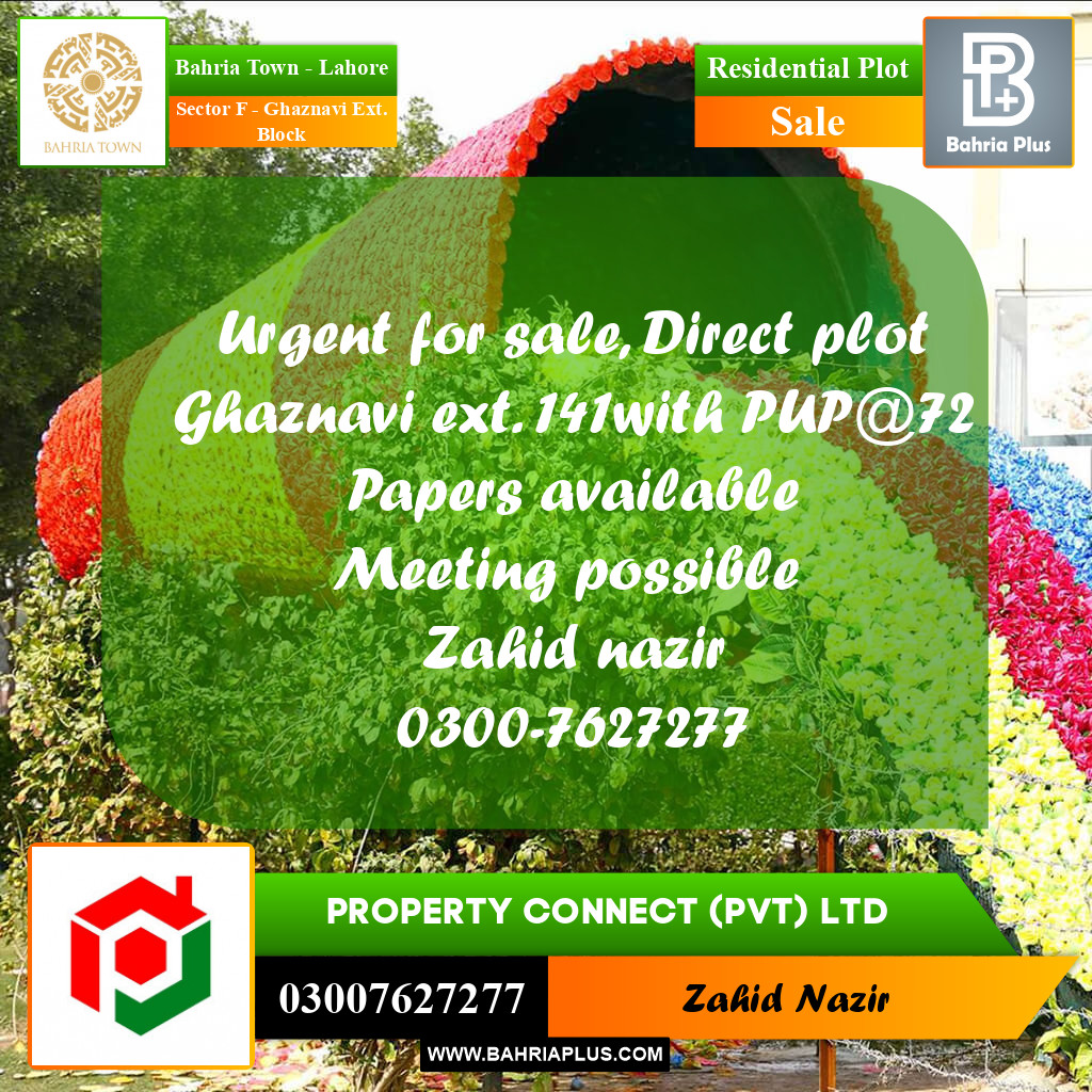Residential Plot for Sale in Sector F - Ghaznavi Ext. Block -  Bahria Town, Lahore - (BP-299360)