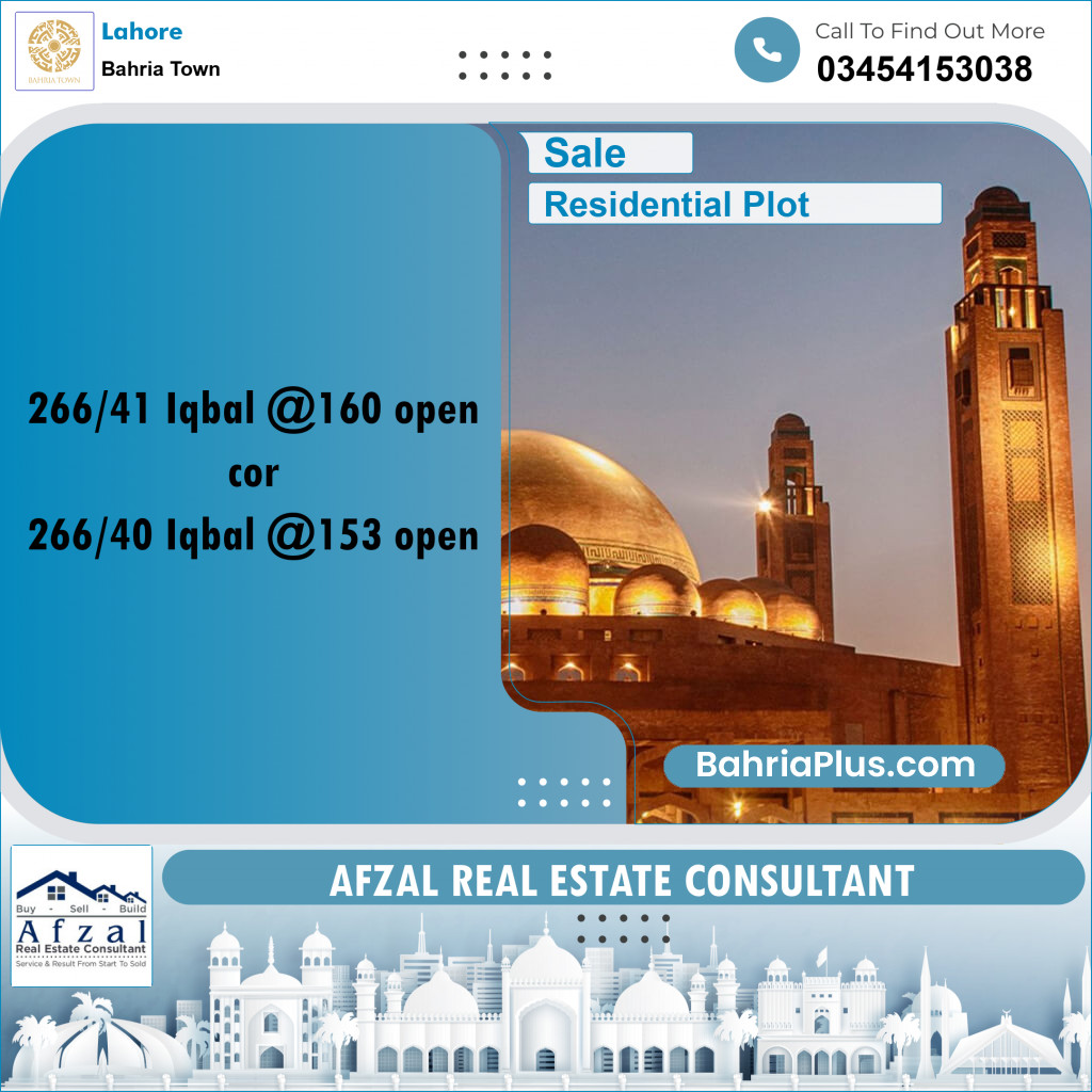 Residential Plot for Sale in Bahria Town, Lahore - (BP-299390)