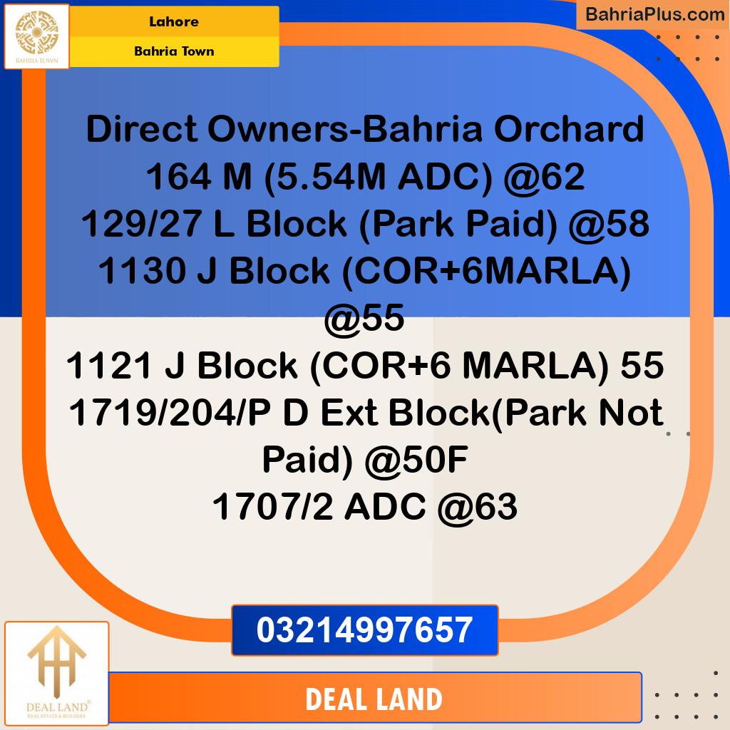 Residential Plot for Sale in Bahria Town, Lahore - (BP-299408)