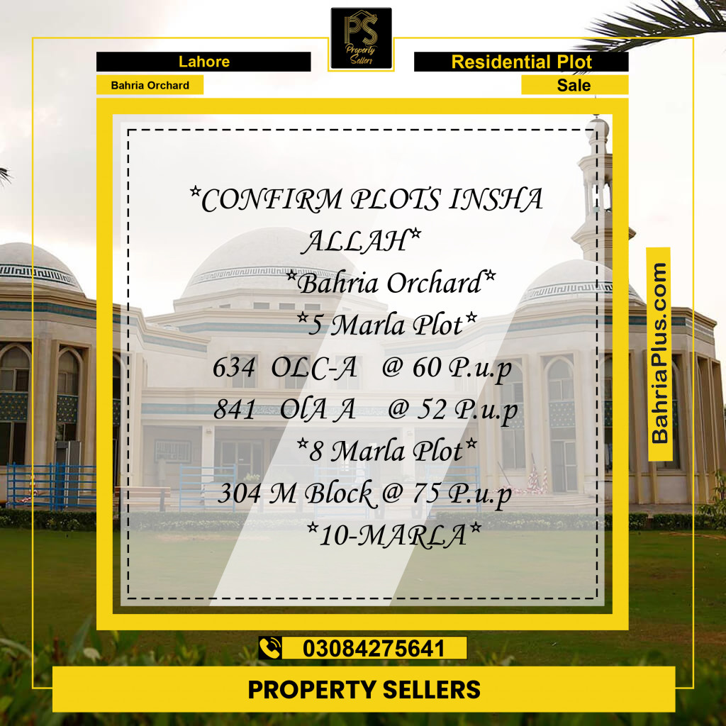 5 Marla Residential Plot for Sale in Bahria Orchard, Lahore - (BP-299410)