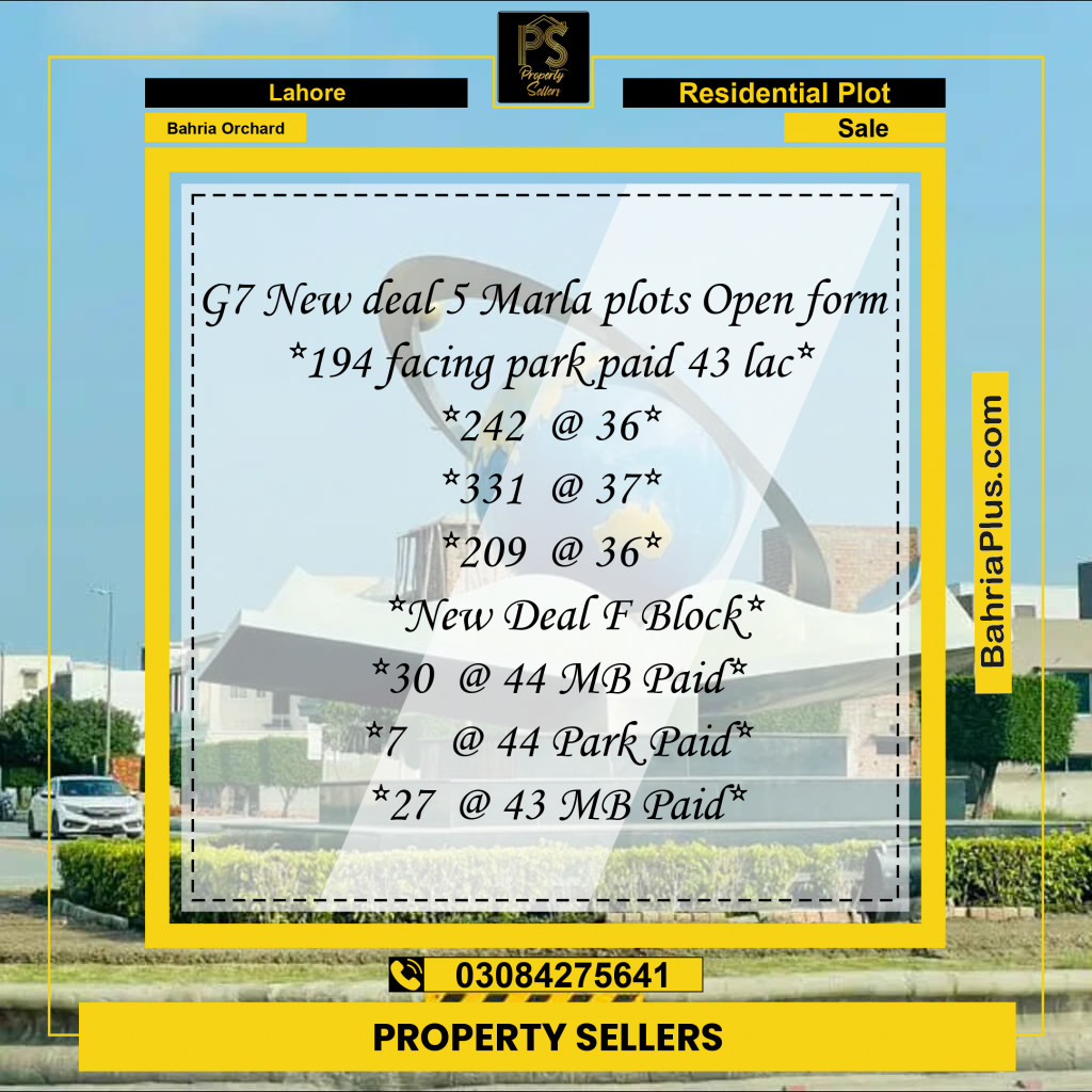5 Marla Residential Plot for Sale in Bahria Orchard, Lahore - (BP-299412)