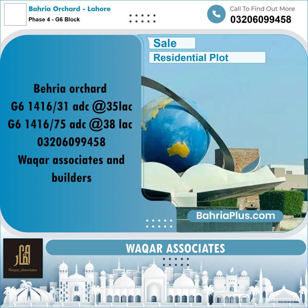 5 Marla Residential Plot for Sale in Phase 4 - G6 Block -  Bahria Orchard, Lahore - (BP-299416)
