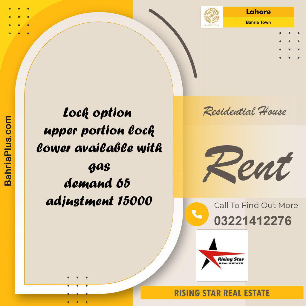 Residential House for Rent in Bahria Town, Lahore - (BP-299461)