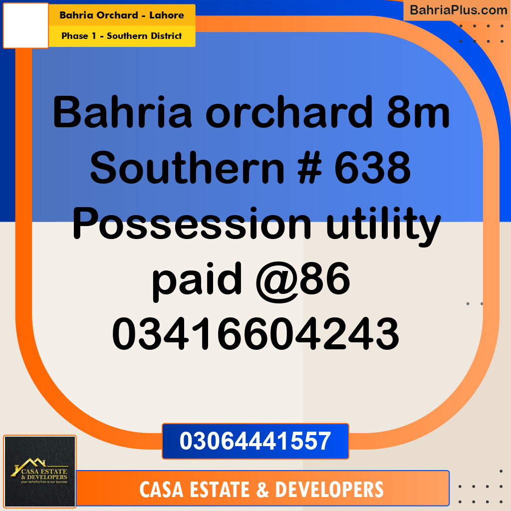 8 Marla Residential Plot for Sale in Phase 1 - Southern District -  Bahria Orchard, Lahore - (BP-299473)