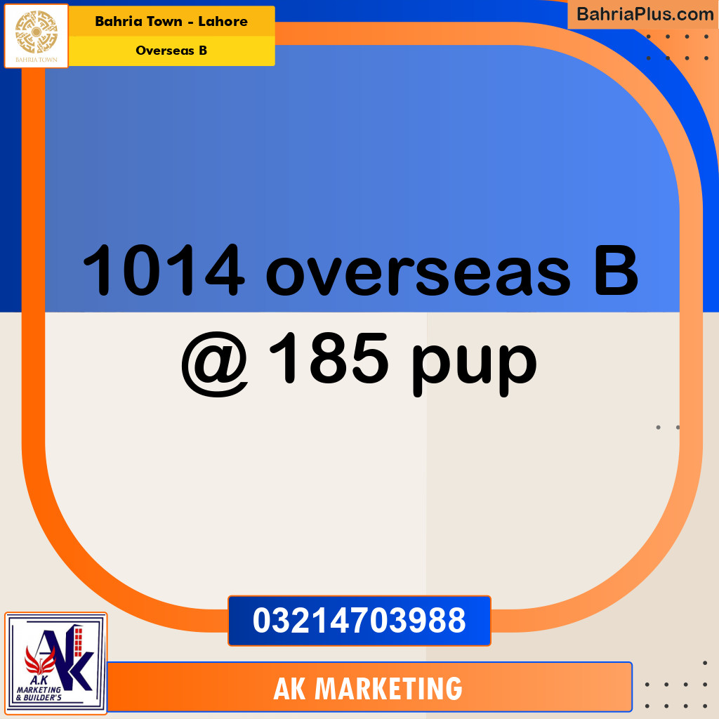 10 Marla Residential Plot for Sale in Overseas B -  Bahria Town, Lahore - (BP-299475)