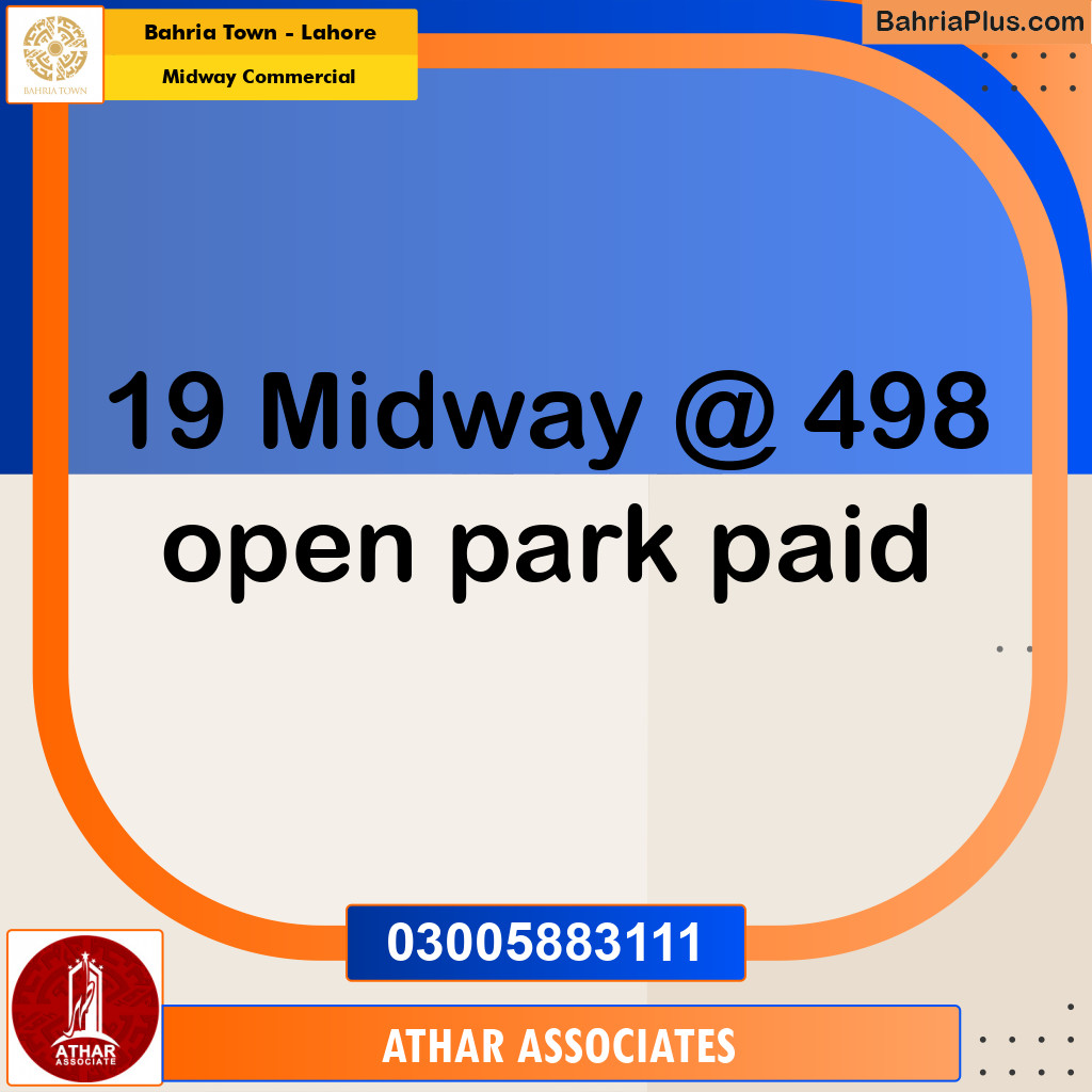 7.33 Marla Commercial Plot for Sale in Midway Commercial -  Bahria Town, Lahore - (BP-299551)