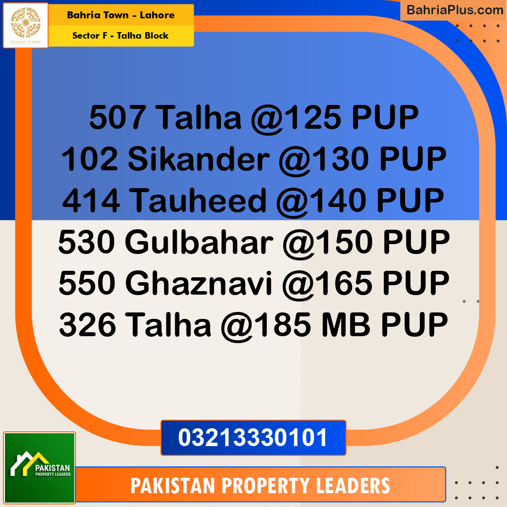 10 Marla Residential Plot for Sale in Sector F - Talha Block -  Bahria Town, Lahore - (BP-299560)
