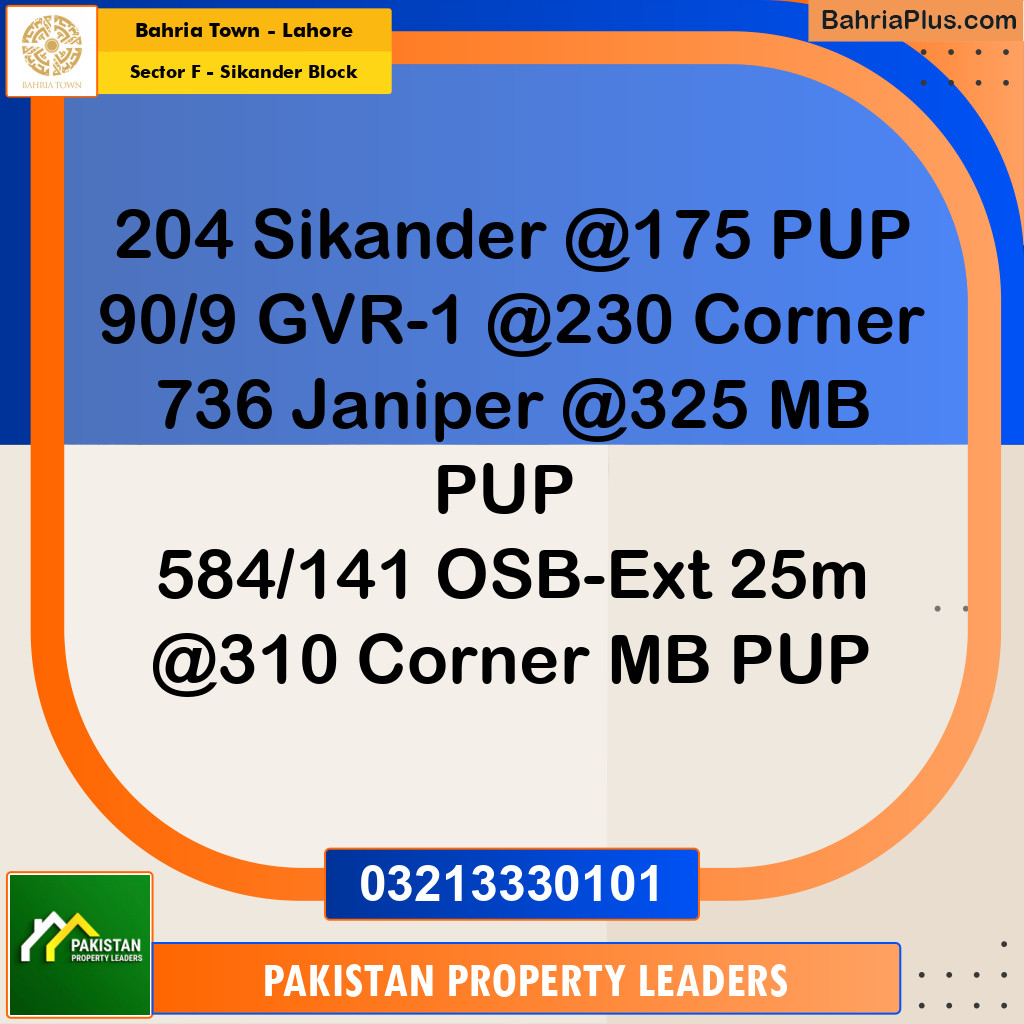 1 Kanal Residential Plot for Sale in Sector F - Sikander Block -  Bahria Town, Lahore - (BP-299562)