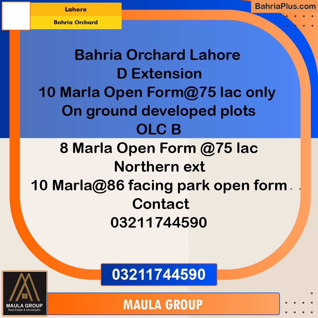 Residential Plot for Sale in Bahria Orchard, Lahore - (BP-299576)