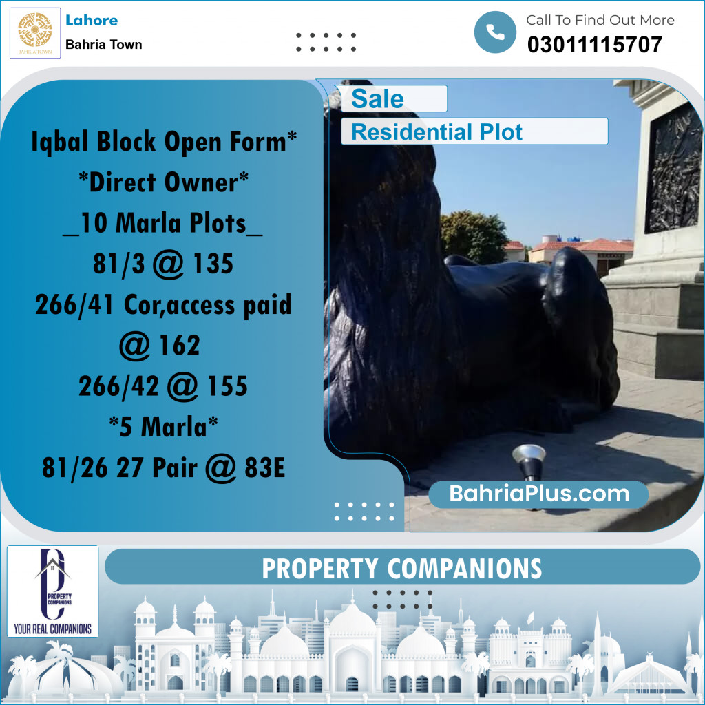 Residential Plot for Sale in Bahria Town, Lahore - (BP-299577)