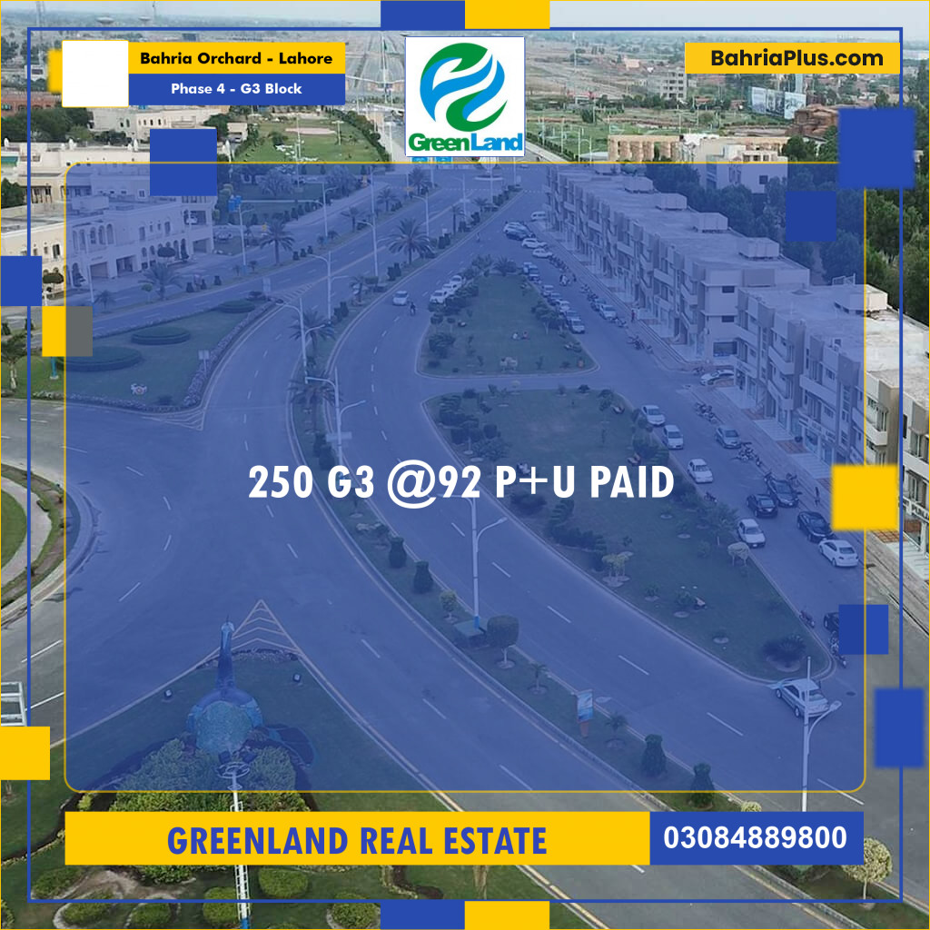 10 Marla Residential Plot for Sale in Phase 4 - G3 Block -  Bahria Orchard, Lahore - (BP-299604)